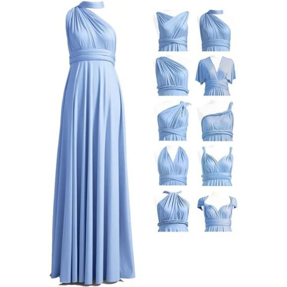 Infinity Convertible Bridesmaid Dress Plus Size Multi-Way Twist Wrap Long - Picture 1 of 5